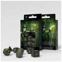 Набор кубиков для настольных ролевых игр Q-Workshop Elvish Black & glow-in-the-dark Dice Set