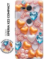 Силиконовый чехол на Sony Xperia XZ2 Compact с принтом "Украшения и сердечки"