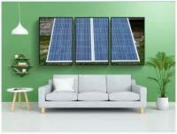 Модульный постер "Солнечная система, солнечные батареи, технология" 180x90 см. из 3х частей в тубусе, без рамки