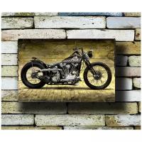 Картина на досках 'Мото. Мотоцикл. Ретро. Харлей Дэвидсон. Harley Davidson" 35/50 см