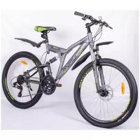 Горный Велосипед NRG Bikes BULL 26''/19'' gray-black-green, 21 скорость, 2022 год