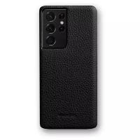 Кожаный чехол накладка Melkco для Samsung Galaxy S21 Ultra - Snap Cover, черный