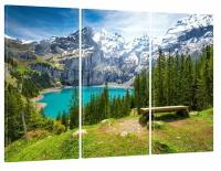 Модульная картина для интерьера на стену / Пейзаж / "Завораживающее горное озеро" 60x100 см MK30057