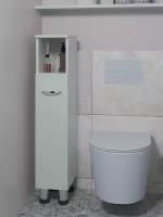 Шкаф-пенал для ванной с нишей 20х30х103 см МДФ белый глянец / тумба напольная/ шкаф в ванную / пенал / тумба для ванной комнаты / тумба в ванную комнату