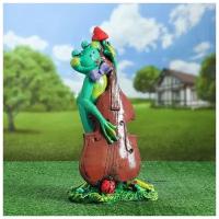 Садовая фигура "Лягушка с контрабасом", зелёный цвет, гипс, 46 см