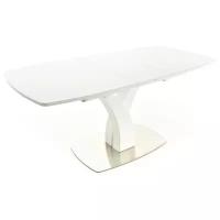 EVITA /Стол обеденный раздвижной Нотр-Дам столешница стекло Opti цвет Белый опора белая/140(171,5)*85*76 см/Стол для кухни/Дизайнерский стол