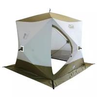 Палатка зимняя куб "следопыт" Premium, 1.8 х 1.8 м, 3-х местная, 3 слоя, цвет белый/олива