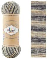 Пряжа Alize Superwash Artisan (Ализе Супервош Артизан) - 2 мотка, Серый меланж (9005), 75% шерсть супервош, 25% полиамид, 420м/100г