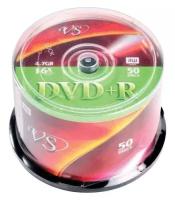 Диски DVD+R (плюс) VS 4,7 Gb 16x Cake Box (упаковка на шпиле), комплект 50 шт, VSDVDPRCB5001