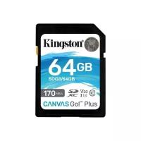 Kingston Флеш карта SD 64GB Kingston SDXC Class 10 UHS-I U3 V30 Canvas Go Plus 170MB/s