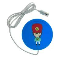 Подставка под кружку с подогревом LS-RBG силиконовая USB "Солдатики", цвет голубой