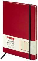 Бизнес-блокнот / записная книжка мужской / женский Большой Формат 180х250мм B5, Brauberg Office под кожу 80л, клетка, красный