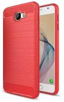 Чехол-накладка Carbon Fibre для Samsung Galaxy J7 Prime SM-G610F/DS (красный) (On7 2016 SM-G6100)