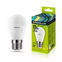 Эл. лампа светодиодная Шар LED-G45-11W-E27-3K (11Вт=95Вт 905Lm E27 3000K 172-265В) Ergolux