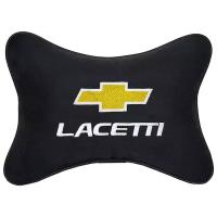 Автомобильная подушка на подголовник алькантара Black с логотипом автомобиля CHEVROLET Lacetti
