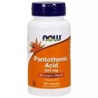 Now Foods Pantothenic Acid, Витамин Б5, Пантотеновая Кислота 500 мг - 100 капсул