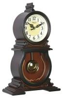 Настольные коричневые винтажные часы MIRRON SNM26C ТДБ/Декоративные классические каминные часы/Интерьерные часы тёмно-коричневые с маятником/Белый (светлый) циферблат