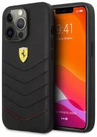 Чехол Ferrari Genuine leather Quilted with metal logo Hard для iPhone 13 Pro Max, цвет Черный (FEHCP13XRQUK)