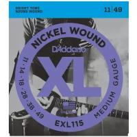 Струны для электрогитары D'Addario EXL115 Medium Blues-Jazz Rock Nickel Wound 11-49