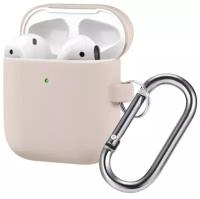 Чехол для Apple AirPods 1/2 силиконовый InnoZone Hang Case - Песочно-розовый (AP2-20C-MK-16)