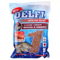 Прикормка DELFI зимняя Ice Ready увлажненная лещ + плотва какао + корица, коричневая, 500 г