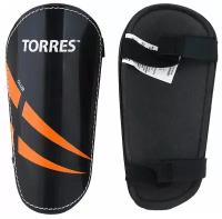 Щитки TORRES Club арт.FS1607XS, р. XS, без голеностопа, две заст. на лип, черно-оранж-белый