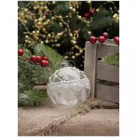 Рождественская декорация (Шар стеклянный с узором, диаметр 8 см)