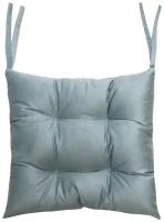 Подушка декоративная на стул для сидения с завязками матех ARIA серо-голубой, 40 см х 40 см х 10 см (дом, дача), ткань велюр