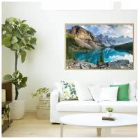 Постер Моренское озеро с панорамой скалистых гор, Банф, Канада 70х50 см в тубусе ПолиЦентр