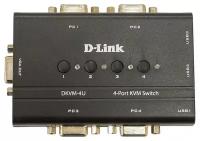 DKVM-4U/C2A 4-port KVM Switch with VGA and USB ports. Control 4 computers from a single keyboard, monitor, mouse, Supports video resolutions up to 204