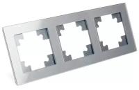 Рамка горизонтальная 3-местная, серия Катрин, GFR00-7003-03, серебро