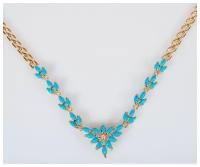 Колье Lotus Jewelry, фианит, бирюза