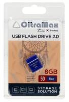 Флешка OltraMax 50, 8 Гб, USB2.0, чт до 15 Мб/с, зап до 8 Мб/с, синяя