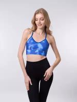 Топ Reebok ID TRAIN PRINTED SPORTS BRA, размер XS INT, синий