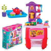 Игрушка Кухня игровая Hut Kitchen с набором, 45 предм.,красн-фиолет. M10-3