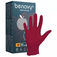 Перчатки нитриловые Benovy красные (50 пар, M)