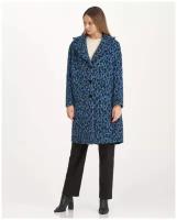 Пальто-кокон Ermanno Scervino зимнее, шерсть, оверсайз, средней длины, размер 44, синий