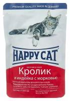 Упаковка паучей HAPPY CAT 100гр x 24шт для кошек Кролик