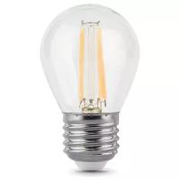 Лампа светодиодная филаментная Black Filament 5Вт P45 шар 2700К тепл. бел. E27 420лм GAUSS 105802105