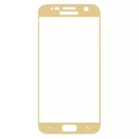 Защитное стекло на Samsung G930F, Galaxy S7, с загибом, золотое