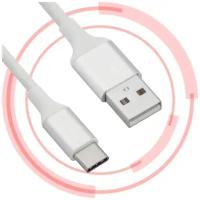 Кабель для зарядки телефона Samsung, Xiaomi, Huawei, Honor, Oppo, Nokia, наушников Type-C - USB 1 м силиконовый с металлическими наконечниками (Белый)