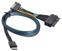 Кабель адаптер GSMIN DS1 SAS SFF-8639 (M) - SFF-8611 42-Pin (M) + SAS (M) (50 см) (Черный)