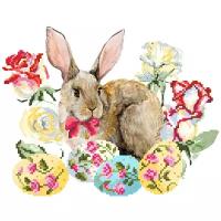 Рисунок на ткани Матренин Посад "Пасхальный кролик", шелк, (бисер не входит) (размер канвы)-28х34см, (размер вышивки)-20х26см