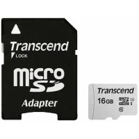 Карта памяти microSDHC 16 GB TRANSCEND UHS- I U1, 95 Мб/ сек (class 10), адаптер, TS16GUSD300S- A