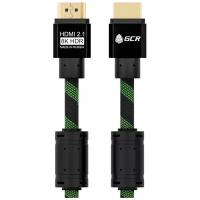 Провод HDMI 2.1 GCR PROF 2м 8K 60Hz 4K 144Hz 48 Гбит/с для PS4 Xbox One Smart TV ферритовые фильтры 24K GOLD (GCR-HM2101) черный;зеленый