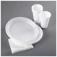 Набор одноразовой посуды «Красавчик», 6 персон, цвет белый