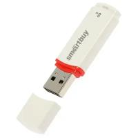 Smartbuy Флешка Smartbuy Crown White, 8 Гб, USB2.0, чт до 25 Мб/с, зап до 15 Мб/с, белая
