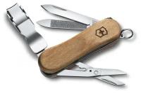 Нож-брелок Victorinox Classic Nail Clip Wood 580, 65 мм, 6 функций, дерево