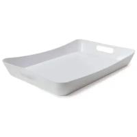Поднос Рондо белый, Декоративный пластиковый не круглый прямоугольный поднос столик не деревянный для посуды сушилка для овощей и фруктов