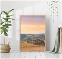 Постер без рамки на стену "Тоскана. Италия, пейзаж" декор для интерьера 30х40 см, интерьерная картина в подарочном тубусе
